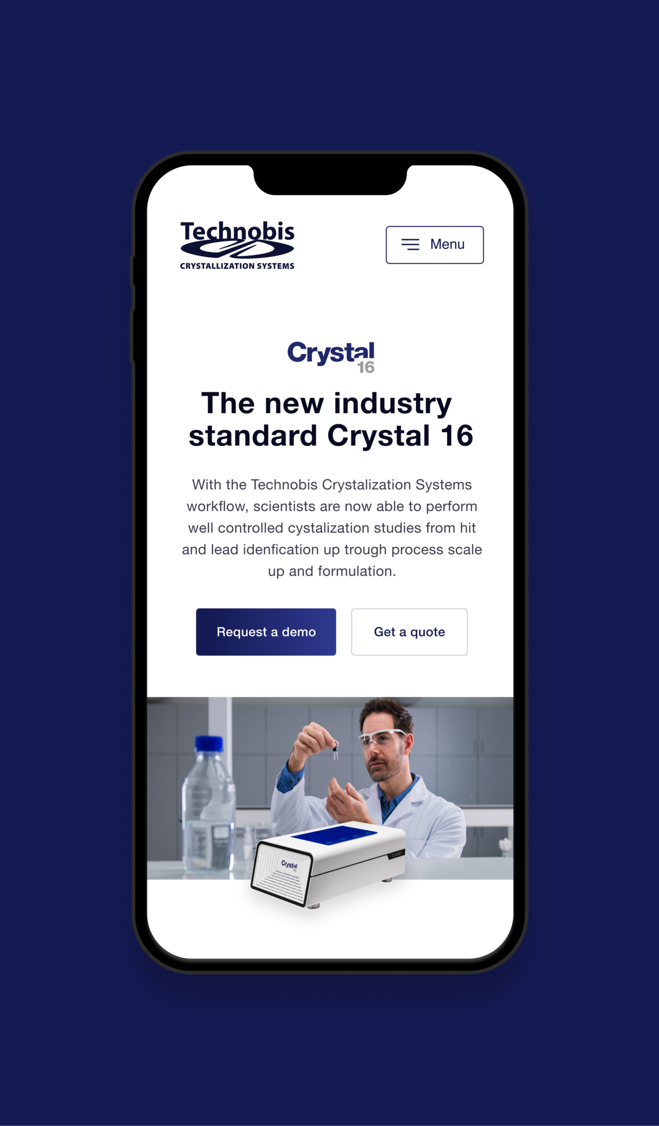 Productpagina Crystal16 op mobiel voor Technobis Crystallization Systems