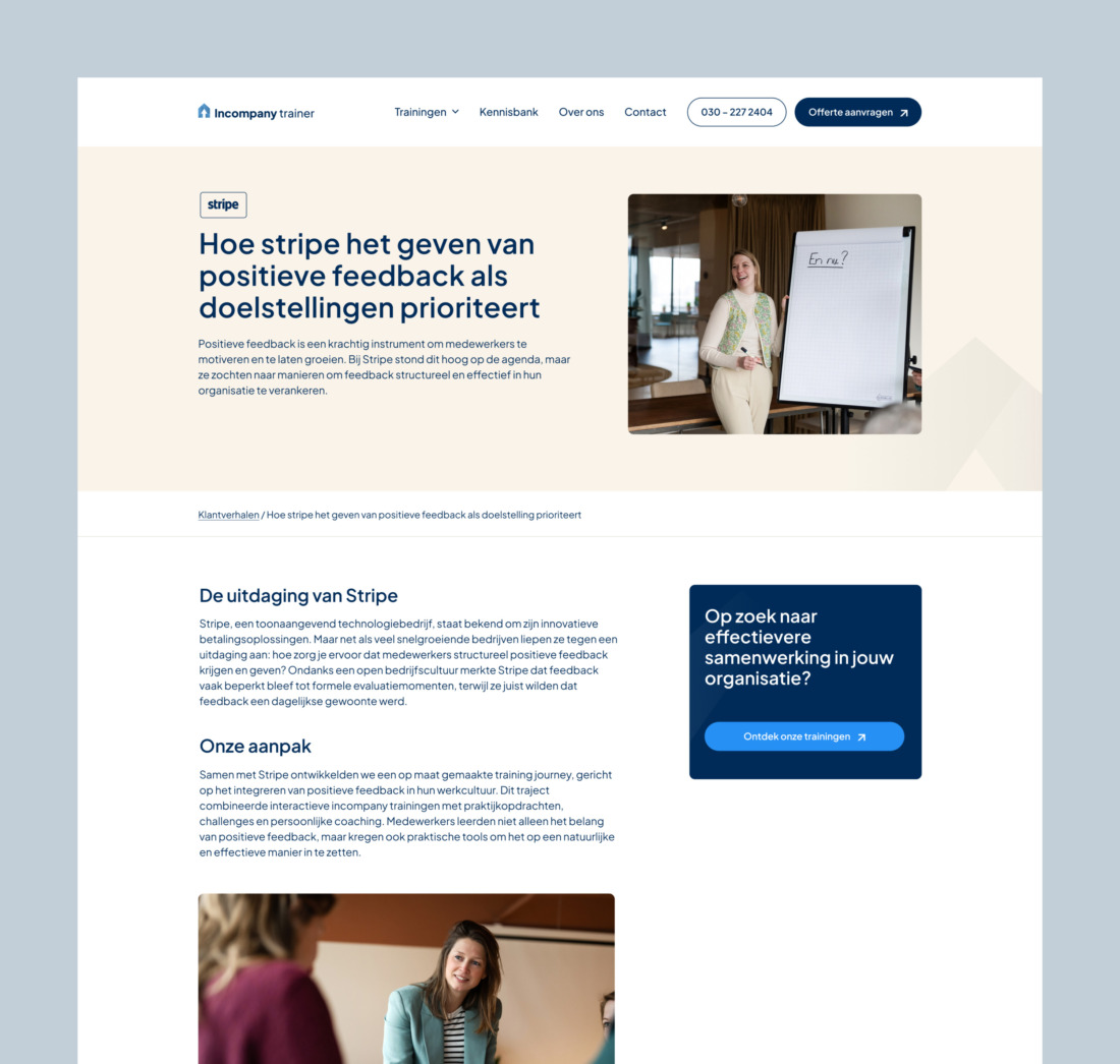 WordPress lead website klantverhaal pagina