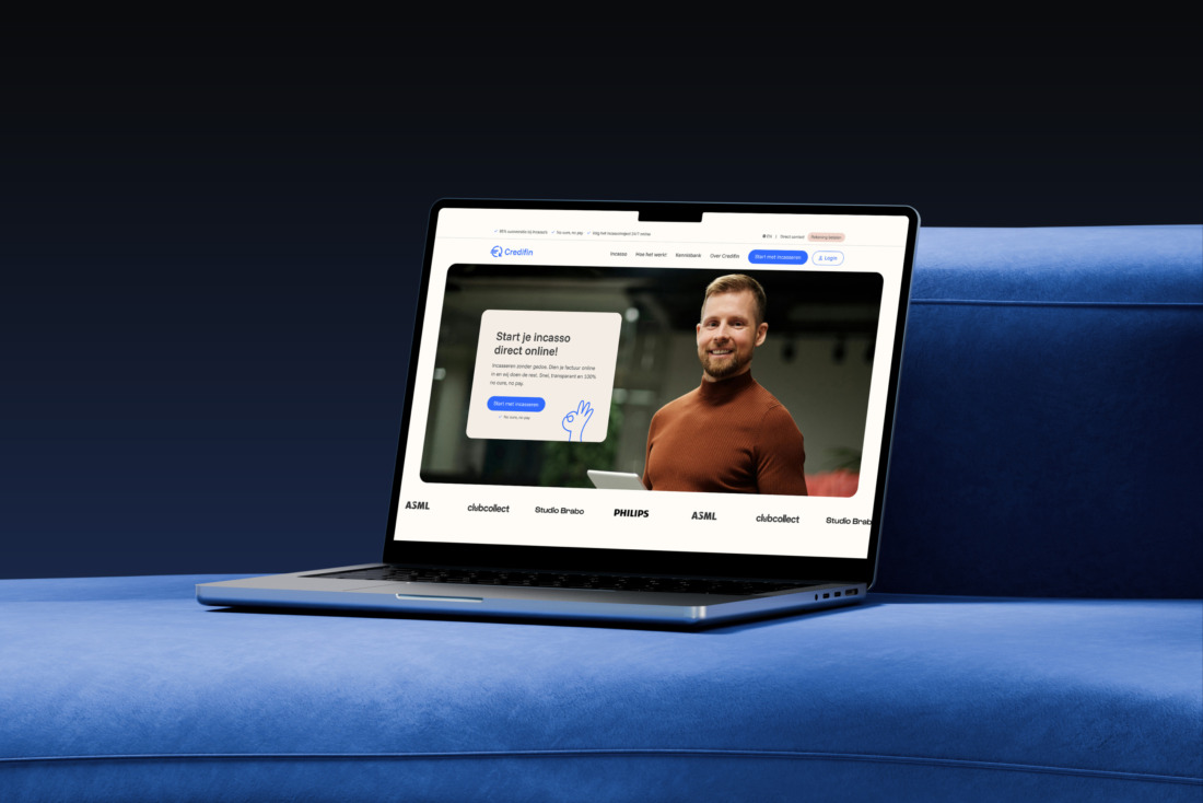 credifin website homepage op laptop